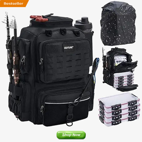 Goture 45L Fishing Backpack with Four 3600 Tackle Boxes
